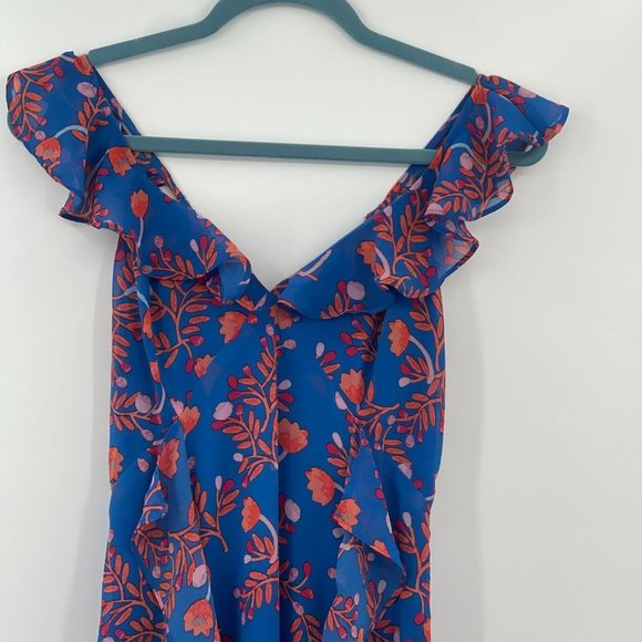 Pink Lily It’s Not A Dream Floral Maxi Dress sz S Basque Waist Flutter Ruffles - Picture 4 of 8